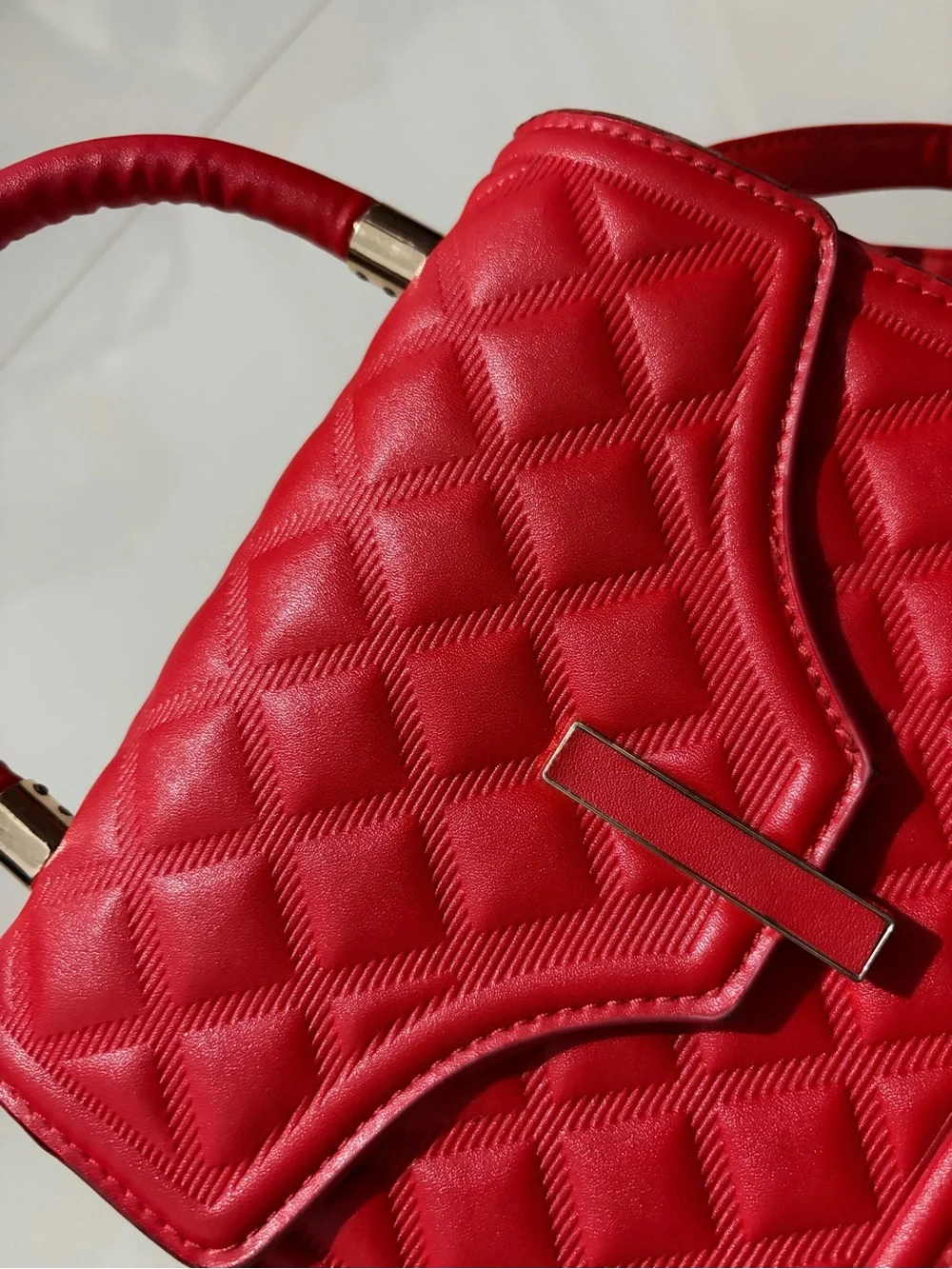 Quilted Red Top-Handle Women's Bag
